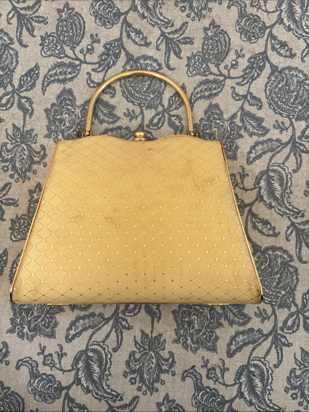 Vintage Joymax Women’s Quilted Top-Handle Bag in Gold